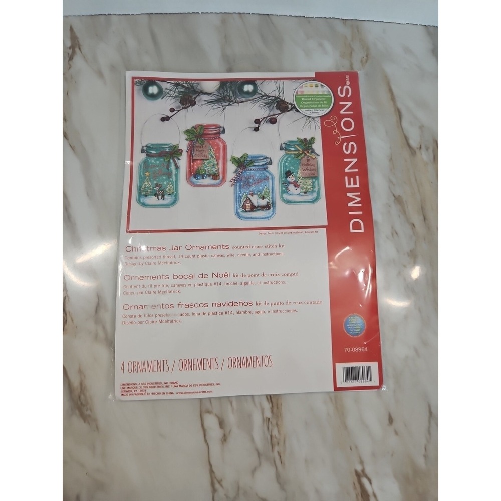 Dimensions‎ Counted Cross Stitch Kit Jar Shaped Christmas Ornaments Jars